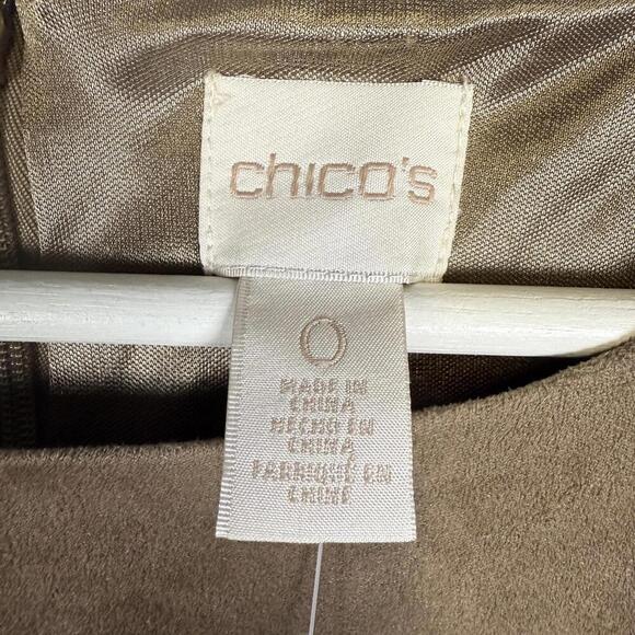 Brand New Chico's Women's Size 0 Taupe Brown Solid Faux Suede Short Mini Dress - Picture 2 of 9